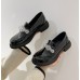 Лаковые лоферы женские с прозрачным декором черные
