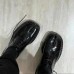 Женские черные туфли с раздвоенными носками - таби массивные лаковые