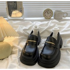  Лоферы женские на платформе - грубом каблуке черные матовые