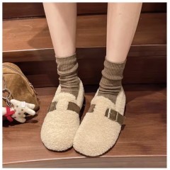  Теплі мокасини бежеві з ремінцем