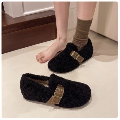  Теплі мокасини чорні з ремінцем