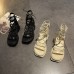 Женские высокие римские босоножки сандалии на высокой подошве с ремешками и переплетами - черные