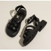 Жіночі чорні сандалі на грубій підошві з ремінцями та пряжкою в стилі ретро