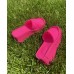 Яркие розовые модные женские тапочки шлепанцы на высокой платформе - фуксия