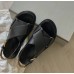 Женские модные тапочки сандали черные с перекрестными ремешками и толстая подошва