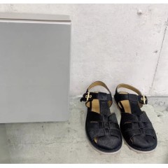 Женские топовые натуральные римские сандалии черные - в стиле marni с ворсом