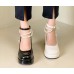 Женские праздничные туфли на квадратном каблуке с жемчугом - черные лаковые
