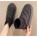 Женские черные стеганые валенки угги с носком