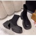 Женские черные ботинки носки на толстой подошве с грубым каблуком