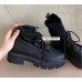 Женские черные ботинки носки на тракторной подошве и на шнуровке