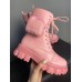 Розовые высокие женские ботинки с мини карманом