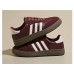 Женские бордовые ретро кеды с тремя белыми полосками - бургунди
