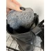 Женские зимние ботинки с мехом и цепочкой черные на грубой подошве из натуральной кожи