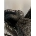 Женские зимние грубые ботинки черные из натуральной кожи с замком на меху и на высокой подошве