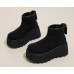 Модные женские ботинки на очень высокой подошве платформе с мехом и без - черные
