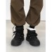 Теплые зимние черные ботинки с мехом на толстой подошве в стиле луноходы - дутики с шнурками