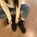 Женские низкие стеганые кроссовки теплые с мехом черные